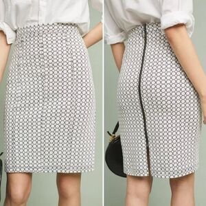 Maeve Pencil Skirt XS Black White Stretch Office Career Minimalist Anthropologie
